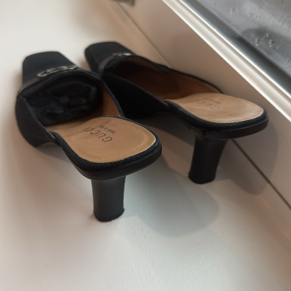 Gucci Black Heeled Mules with silver Interlocking GG Logo - Size 8B - Picture 6 of 6